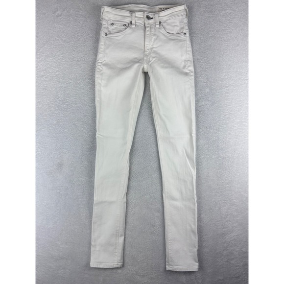 Rag & Bone Cate Mid-Rise Skinny Jeans White Denim Size 24 Made‎ In USA - Picture 1 of 16